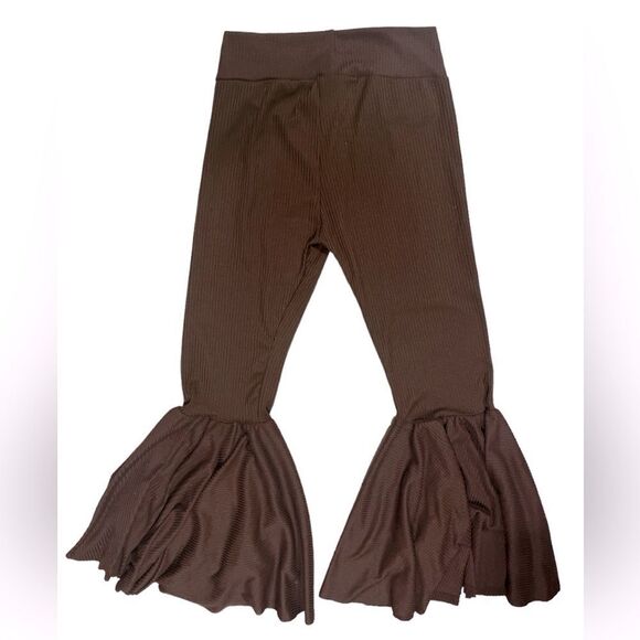 Little Girls Custom Made Brown Ribbed Bellbottoms - Picture 3 of 4